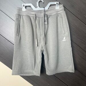 Kangol Men's Fleece Sweat Shorts Gray Drawstring‎ Lounge Size Large NWT Cozy